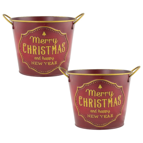 Tin pail planter 2pcs 15cm - planter,