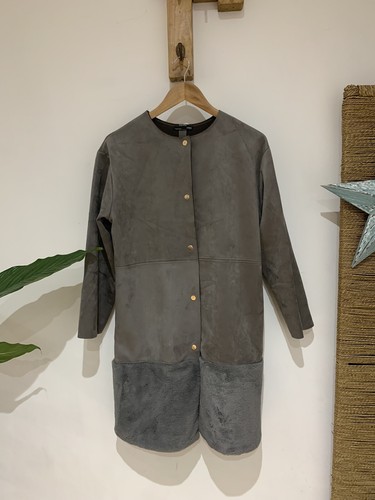 Zara mid grey longline faux - longline,