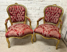 Pair of French Louis XVI Style Fauteuil Armchairs Elbow Chairs (Can Deliver)