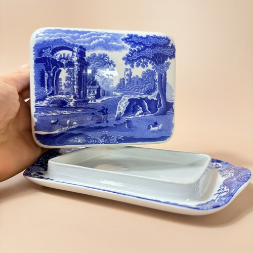 Spode italian butter dish - butter, blue