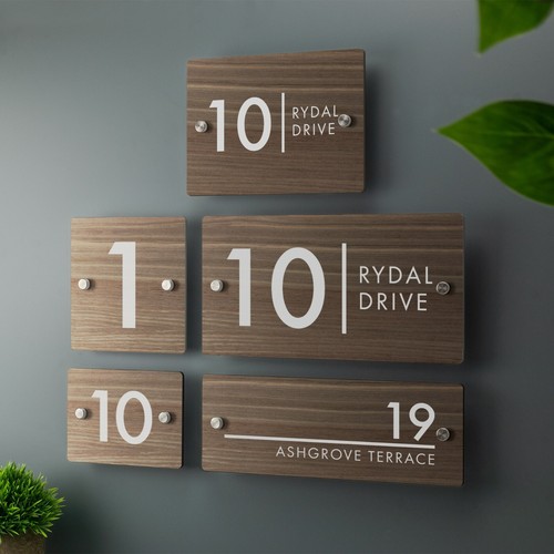 Contemporary wood house number - wood,