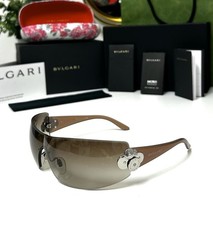 Vintage Bvlgari 6008 Coin Cluster Rimless Visor Shield Rose Gradient Sunglasses