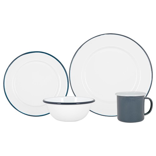 Piece white enamel dinner - 16,