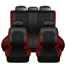 Red Full Set Car Seat Cover Red For Nissan Micra Juke PVC Leather Padded Covers