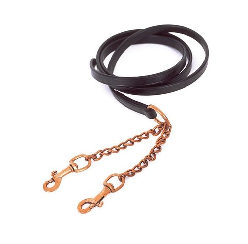 Leather lead rein with - leather, chain