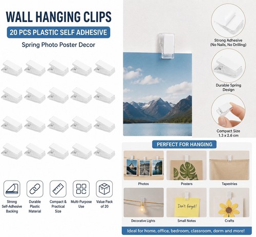 Wall hanging clips pcs - wall, 20