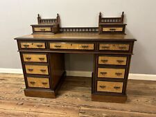 A 19th Century Maple And Ebony Twin Pedestal Desk mahogany Antique Victorian