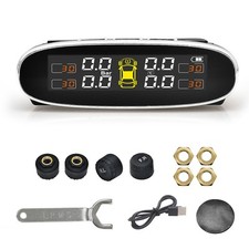 Wireless TPMS Solar Car LCD Tire Pressure Monitoring System + 4 External Sensor