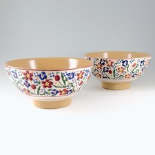 2 Nicholas Mosse Pottery "Old Rose" Medium Bowls Spongeware Earthenware Ireland