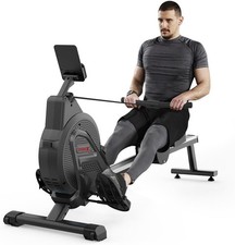 Water Rowing Machine Quiet Dual Rail LCD Home Rower Adjustable Resistance 120KG