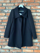 A524 ZARA COAT NAVY BLUE STUDDED APPLIQUE SLEEVE WINTER BLAZER JACKET MEDIUM - M