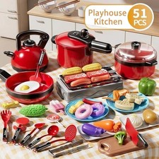 Kids Girl Play Kitchen Toy Childrens Cooking Utensils Pots Pans Accessories Set