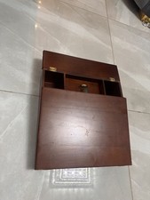 Vintage small wooden writing box, portable slope with storage compartments