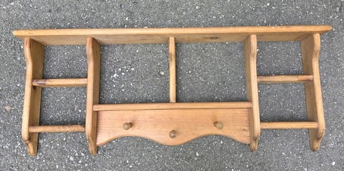 Vintage wooden wall shelf coat - vintage,