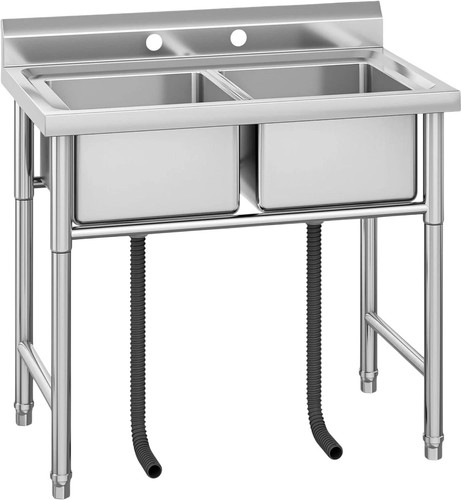 Stainless steel double bowl - steel,