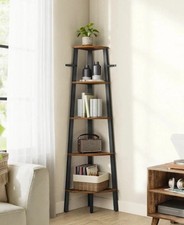 5 Tier Shelf Ladder Shelf Storage Unit Plant Holder For Living Room, Brown