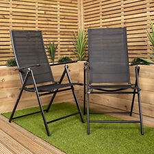 2 x Multi Position High Back Reclining Garden / Outdoor Folding Chair in Black