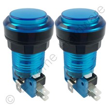 2 x Blue 5V LED T10 28mm Round Illuminated Arcade Push Buttons & Microswitches
