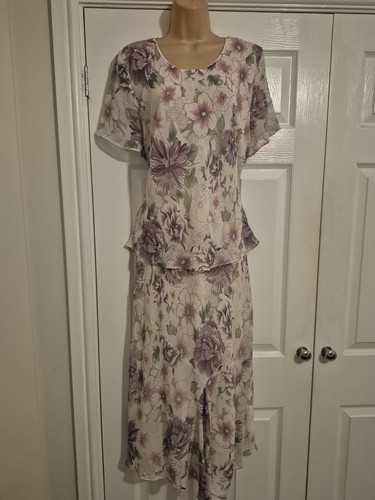 Purple floral lined chiffon - floral,