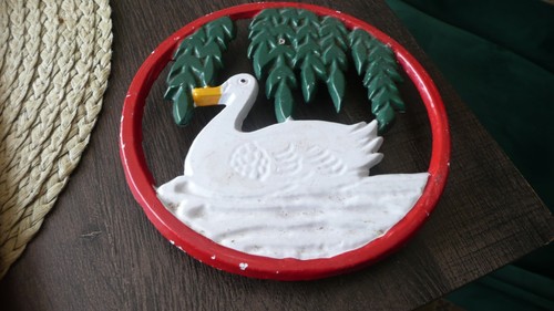 Cast iron trivet swan - iron, trivet-swan
