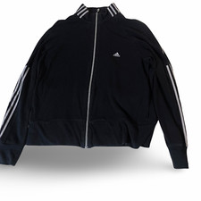 Vintage Adidas-3-stripe medium black full zip womens highneck track top|sku 3563