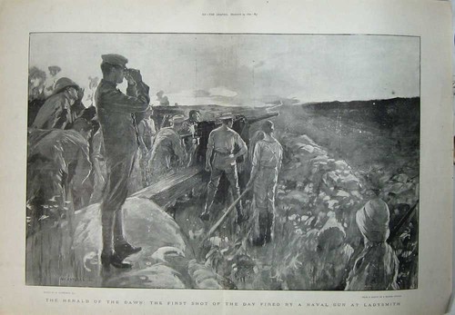 Old antique print 1899 - print, war