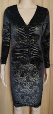 NWT Black Gold Velvet Ruched Bodycon Dress Size 8 Petite New Look