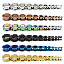 1,2MM - 20MM SCREW BACK EAR TUNNEL STAINLESS STEEL PLUG FLESH BLACK SILVER PLUGS