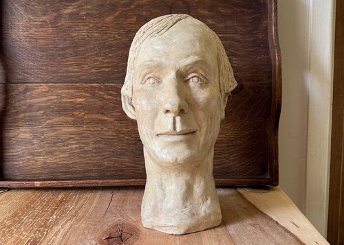 Contemporary clay bust man - clay,