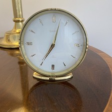 Swiza Vintage Brass 8-Day Clock with Swiss Alarm 1960’s. Works