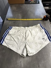 adidas shiny nylon sprinter shorts vintage Medium White Blue West Germany Glanz