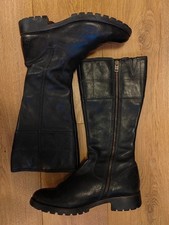 TIMBERLAND Knee High Womens Black Leather Vintage Riding Boots 90's 00's Y2k