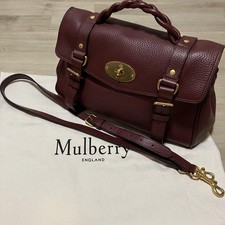 Mulberry Alexa Burgundy Grained Leather Satchel Bag W/ Strap & Dust Bag Used