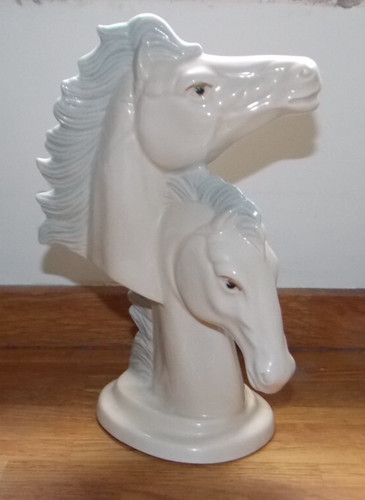 Two white cream horses heads - white/cream,