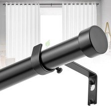 Coyfa Black Metal Curtain Pole Adjustable 45–225 cm, 25 mm 45 to 225cm 