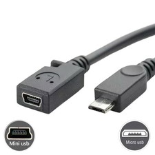 Micro USB (Male) to Mini USB 5-Pin (Female) Adapter Cable – UK