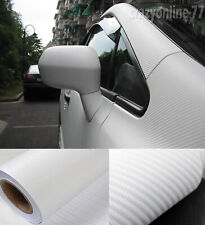 1270MM x 300MM Stretch 3D Carbon Fibre Grain Vinyl Decal Film Wrap Sticker White