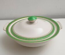 Art Deco Alfred Meakin Large Lidded Tureen VOGUE White & Green with Gold Edge