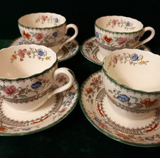 Spode Chinese Rose 4 X Tea Cups and Saucers