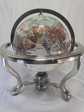 14" Tall Gemstone Table Top Gem Jewel Gemstone World Map Globe