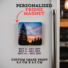 Personalised Fridge Magnet – Custom Photo, Logo & Text | Glossy Square Gift Pic