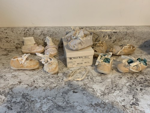 Vintage lot baby crib shoes - lot,