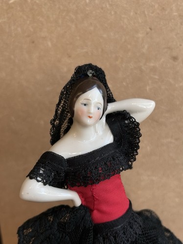 Porcelain half doll pin - doll,