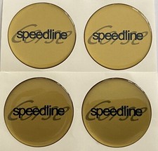 SPEEDLINE CORSE ALLOY WHEEL CENTRE CAP DOMED STICKERS X4 GOLD BLACK ALL SIZES