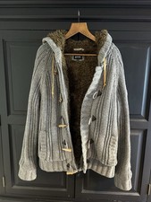 Schott Heavyweight Fur Lined Knitted Hooded Jacket Grey XL Great Condition Rare