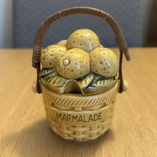 Marmalade Jar From Japan Vintage 10.5x10cms 13cms With Handle Small Chip