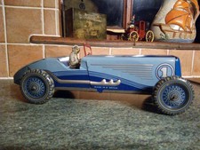 Super Rare 1940's Mettoy Tinplate Toy Wind up Race Car Tin Litho Racer #1 tippco