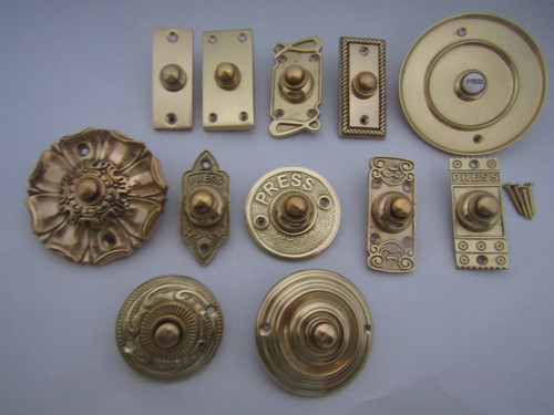 Solid brass door bell push - solid,
