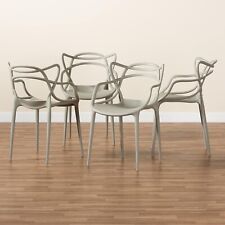 4X Master Style Modern Polypropylene Plastic Dining Chairs Stackable in TAUPE