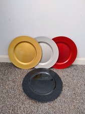 6x Metallic Look Charger Plates For Party Table Settings Size 13"/ 33cm